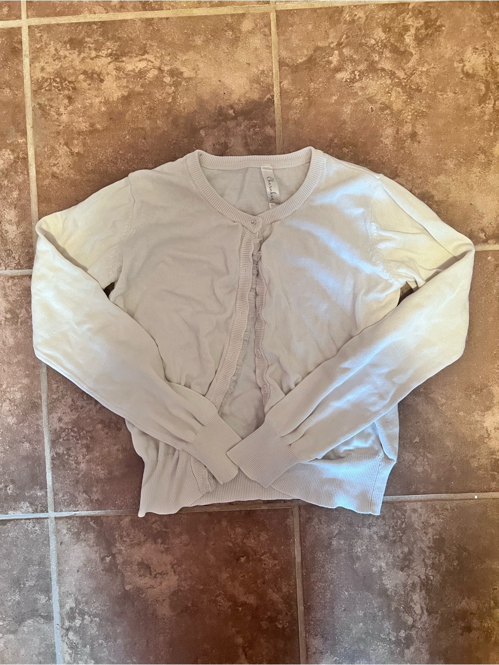 White Ruffle-Front Cardigan